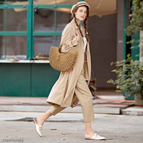 Large Straw Hobo Bag Woven Beach Purse Tote with Drawstring Closure - Picture 2 of 7